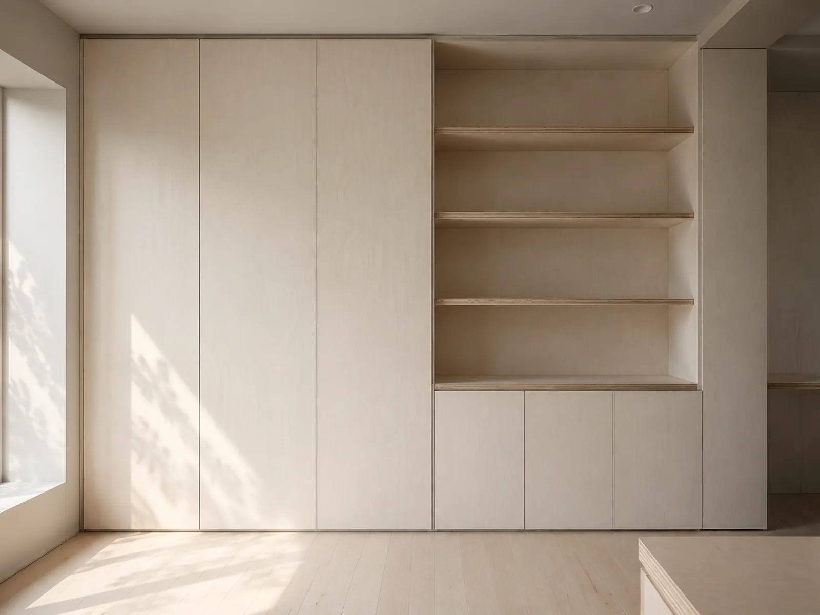Pale plywood interior